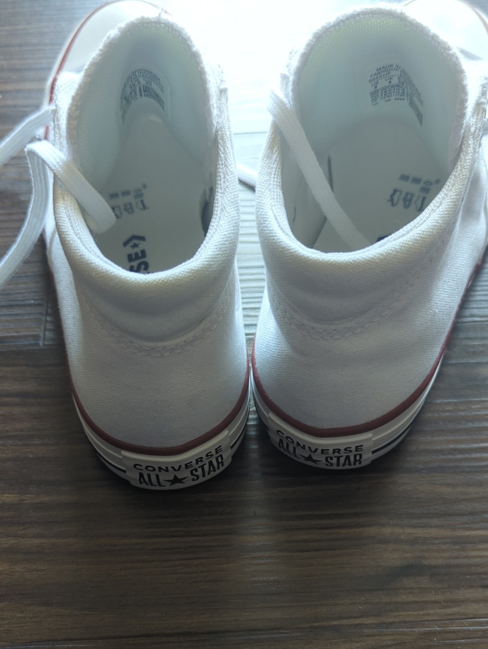 Converse White High Top Sneakers with Red Trim - Picture 7 of 7